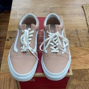 Vans Old Skokie DX blush pink leather Vans.